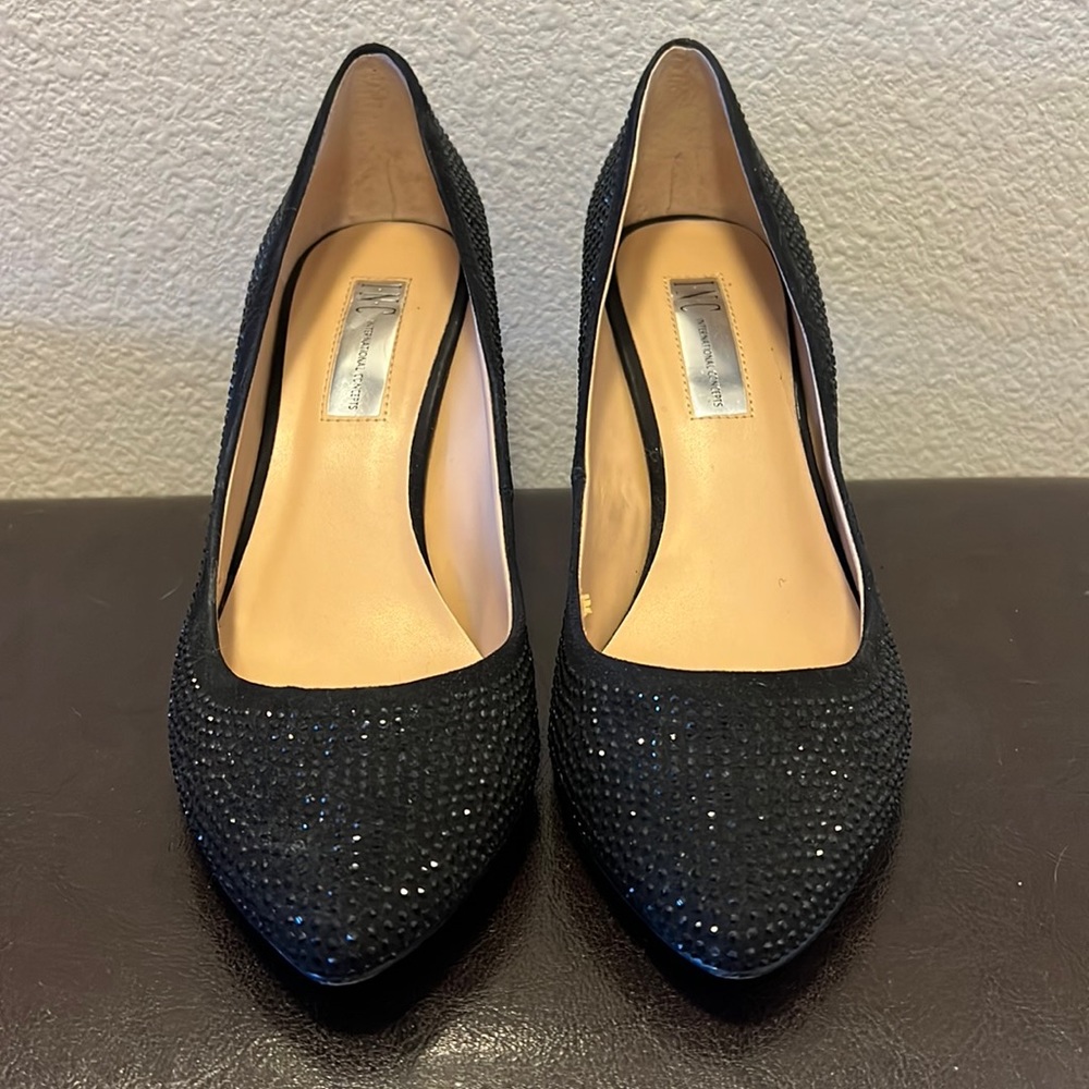 INC Womens Low Heels Black Bedazzled